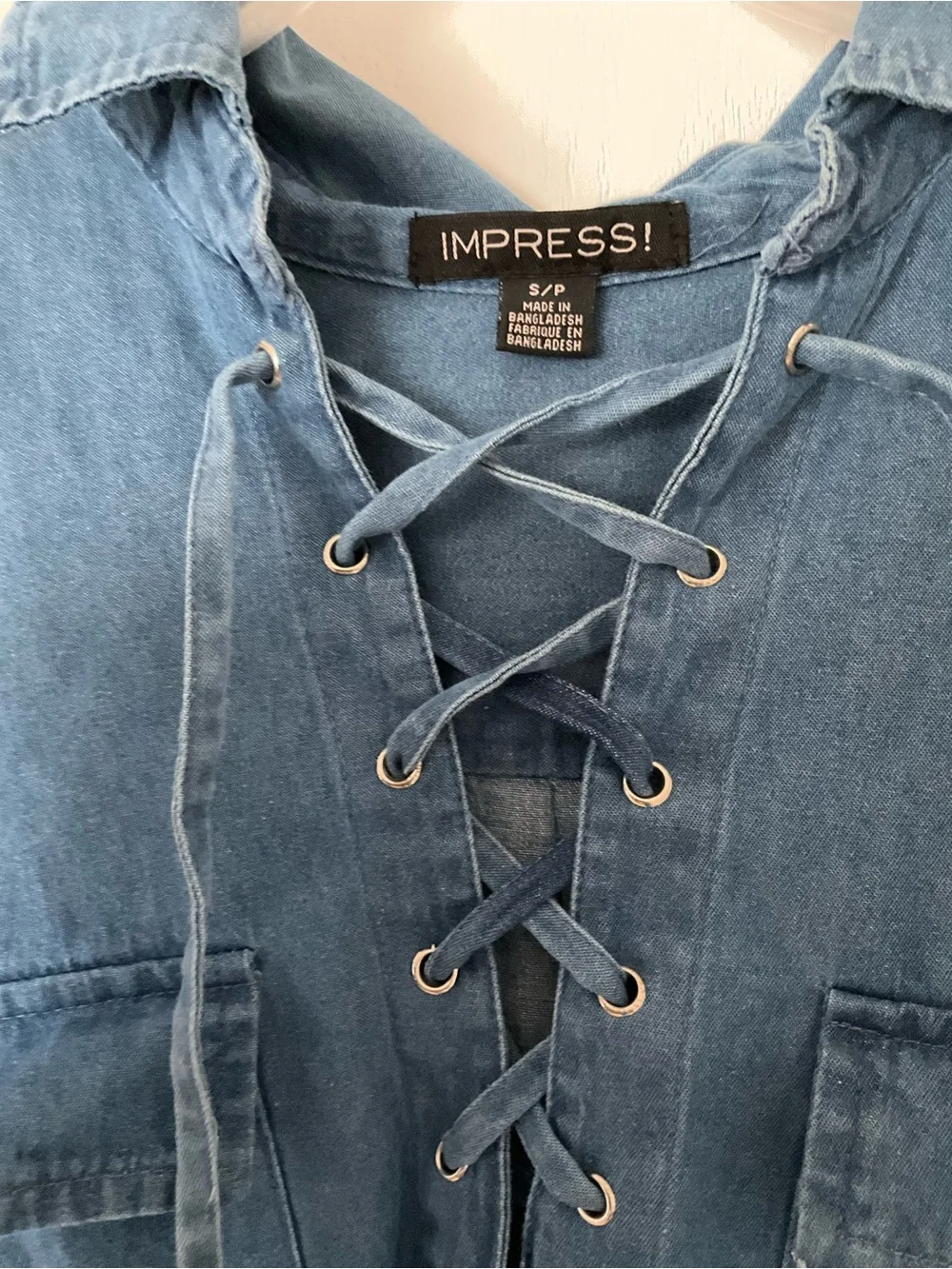 imPRESS Blue Lace-Up Long Shirt - Size S - Picture 8 of 13